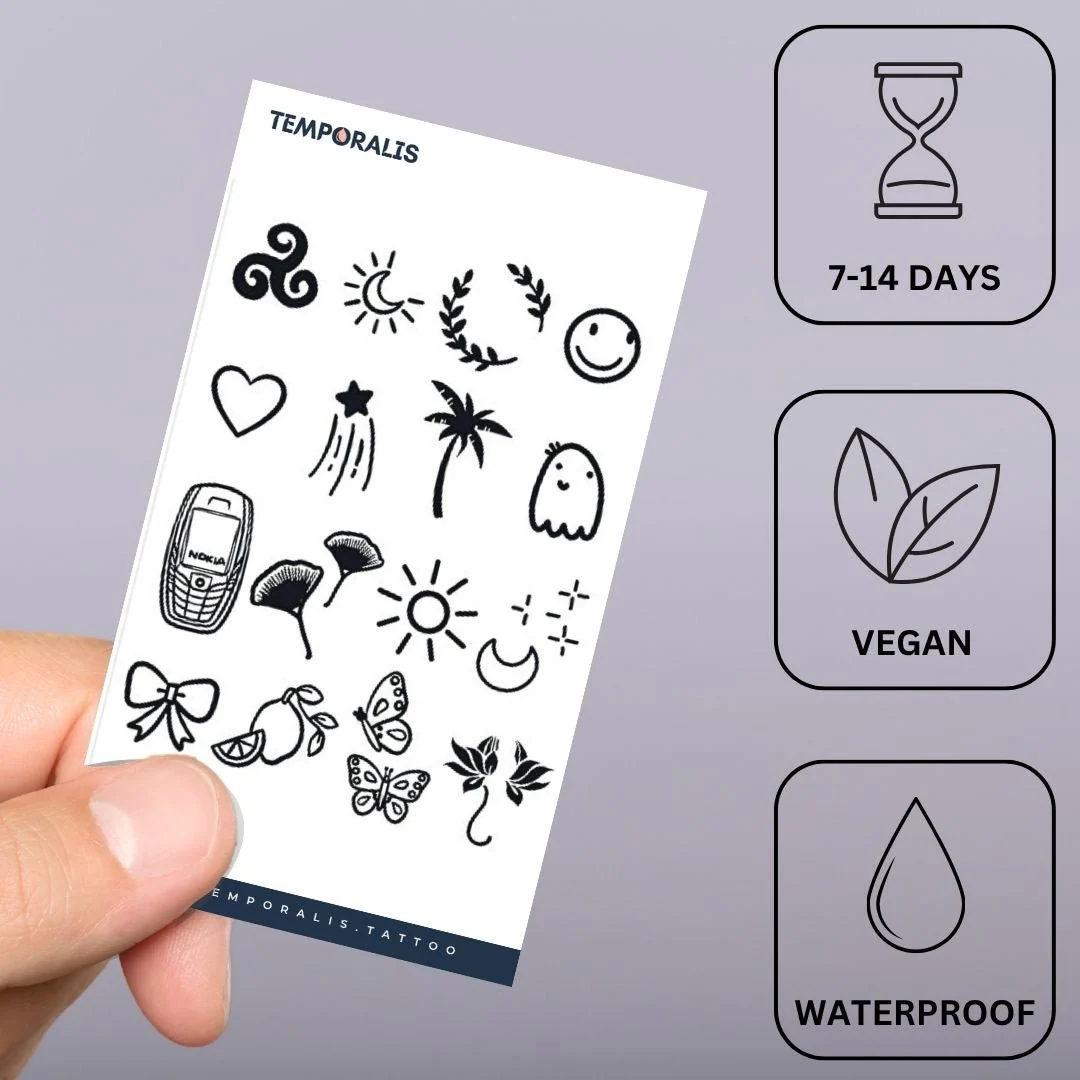 16 Cute Mini Icons Tattoo Set - Image 2