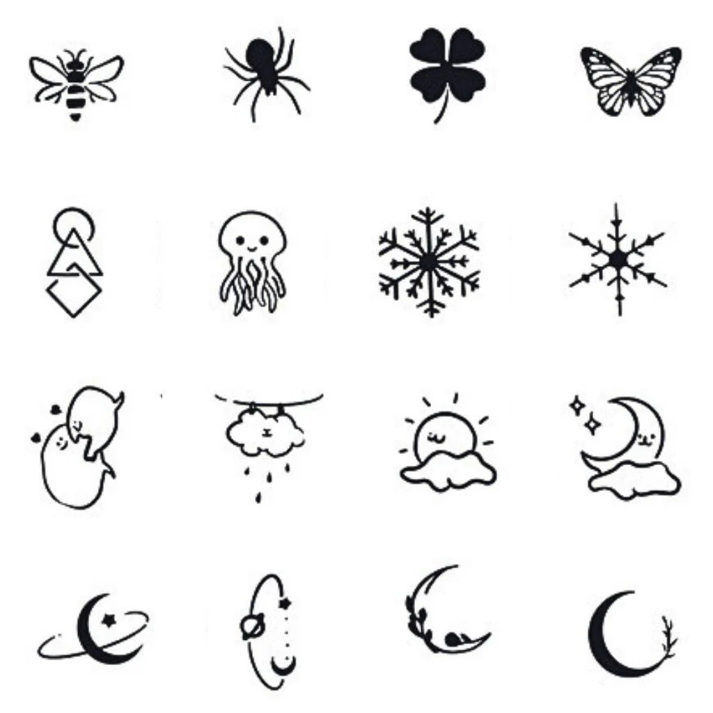 16 Mini Icons Mix Tattoo Set