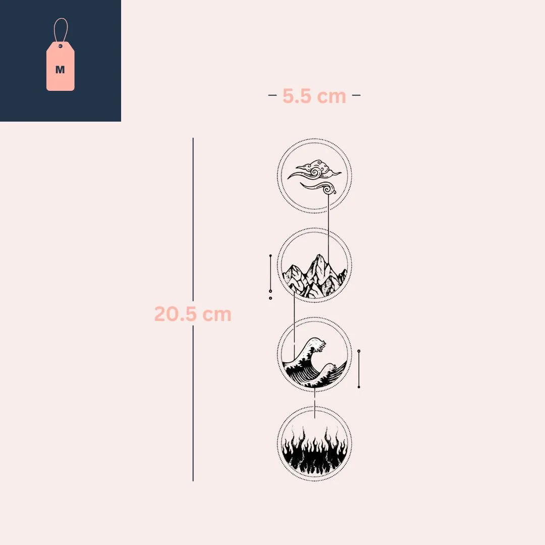 Four Elements in Circles Temporary Tattoo - Image 4