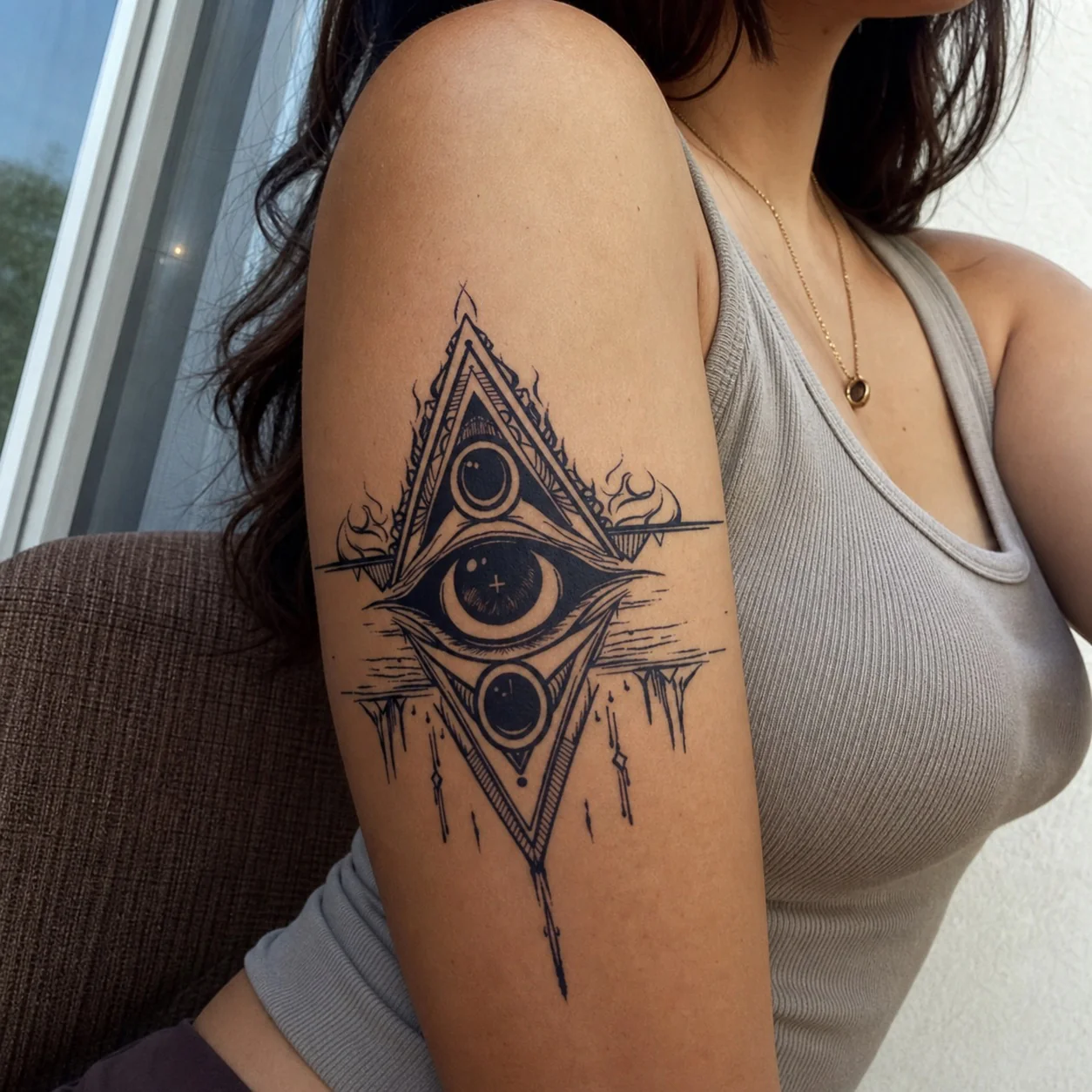 All-Seeing Eye Triangle Tattoo