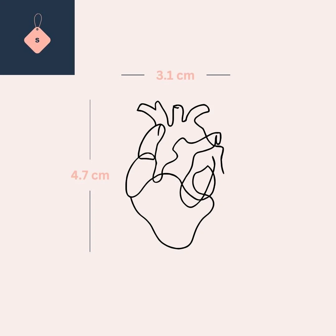 One-line anatomical heart temporary tattoo - Image 4