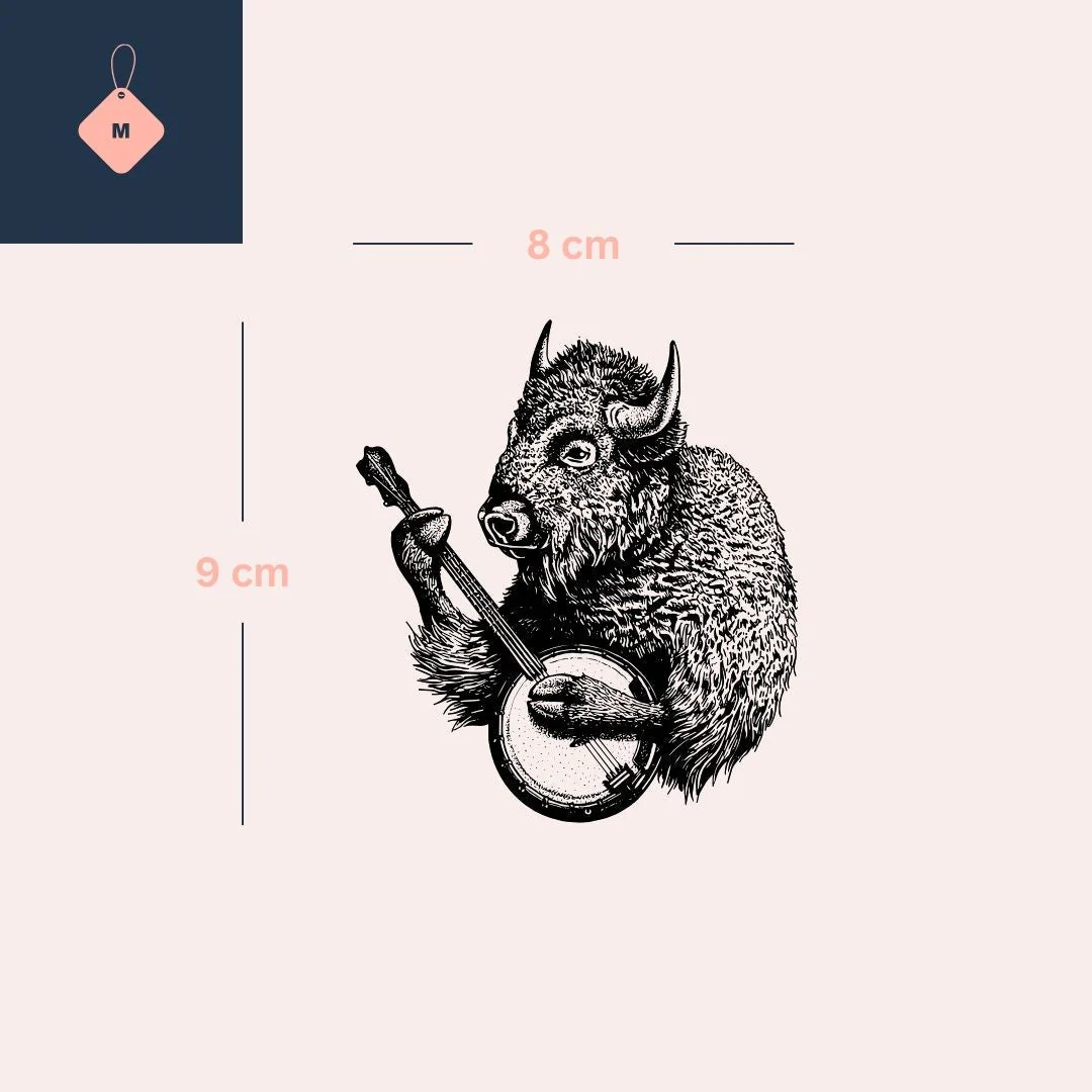 Banjo-playing bison temporary tattoo - Image 4