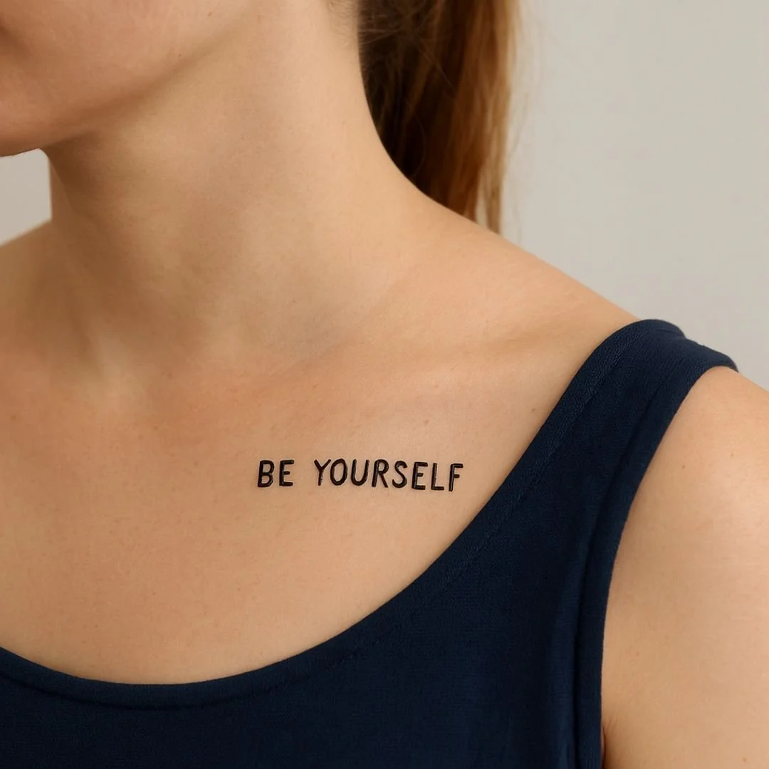 Be Yourself temporary tattoo in all caps