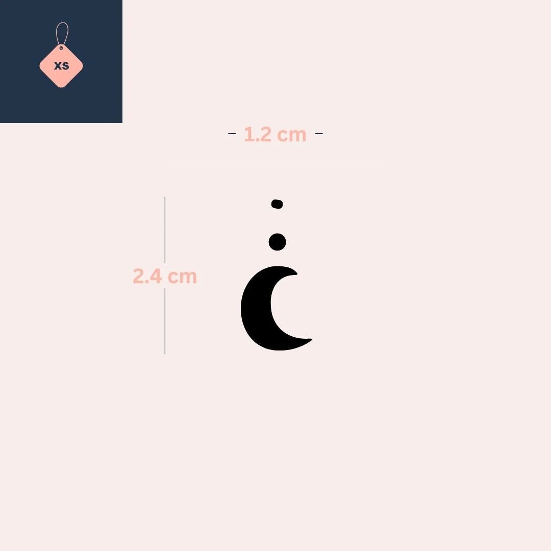 Crescent Moon with Two Dots Temporary Tattoo - Image 4