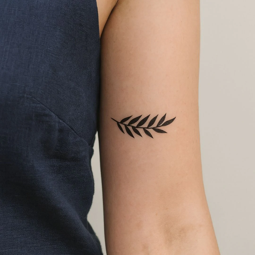 Leafy Branch Silhouette Temporary Tattoo