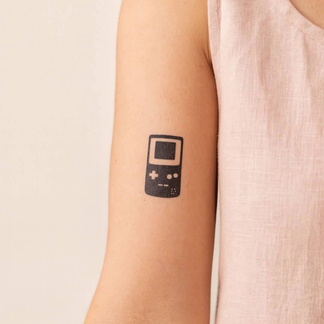 Retro handheld console temporary tattoo