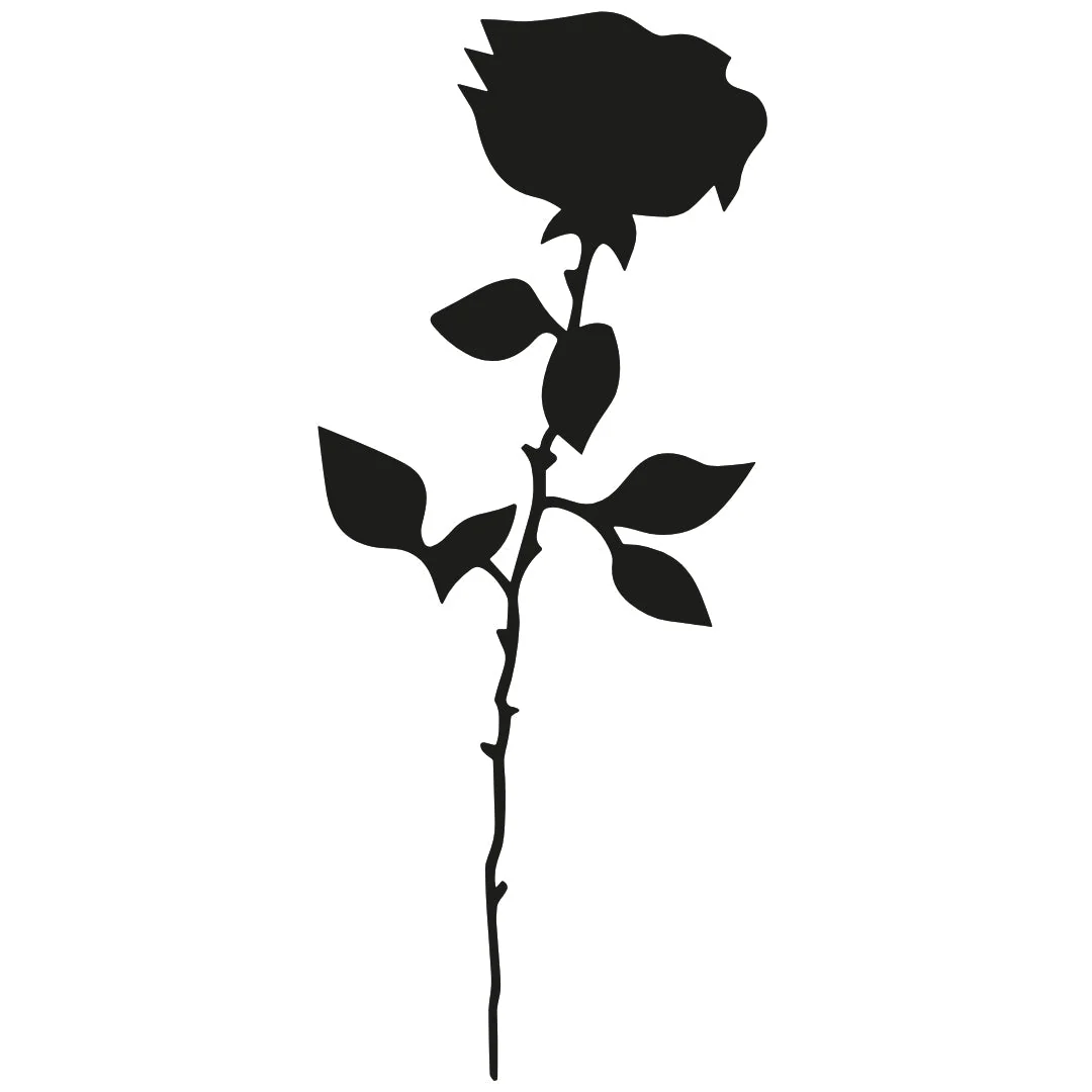 Rose silhouette temporary tattoo with stem and thorns - Image 2