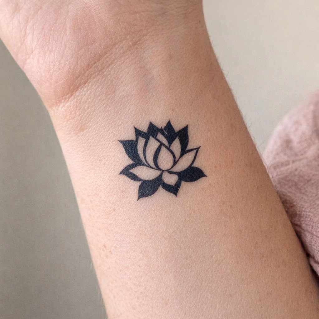 Blackwork Lotus Tattoo