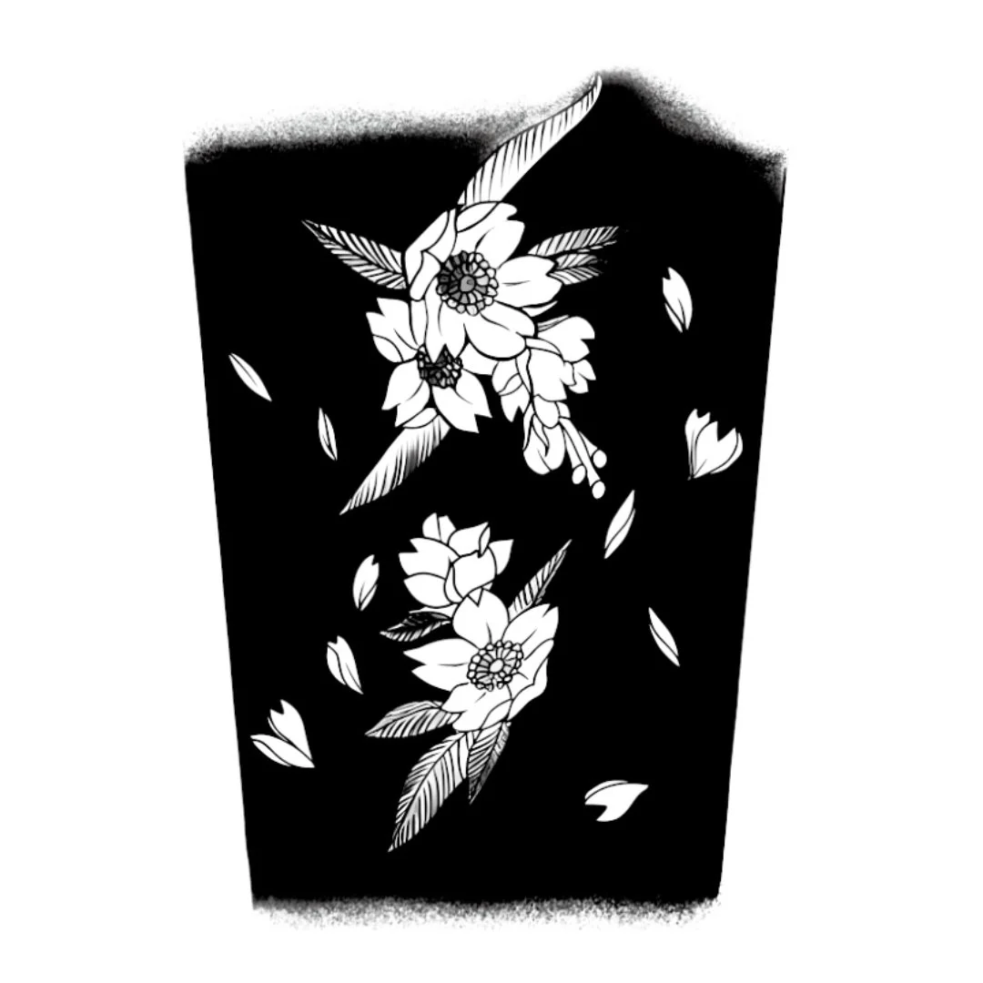 Blackwork Sunflower Bouquet Tattoo - Image 2