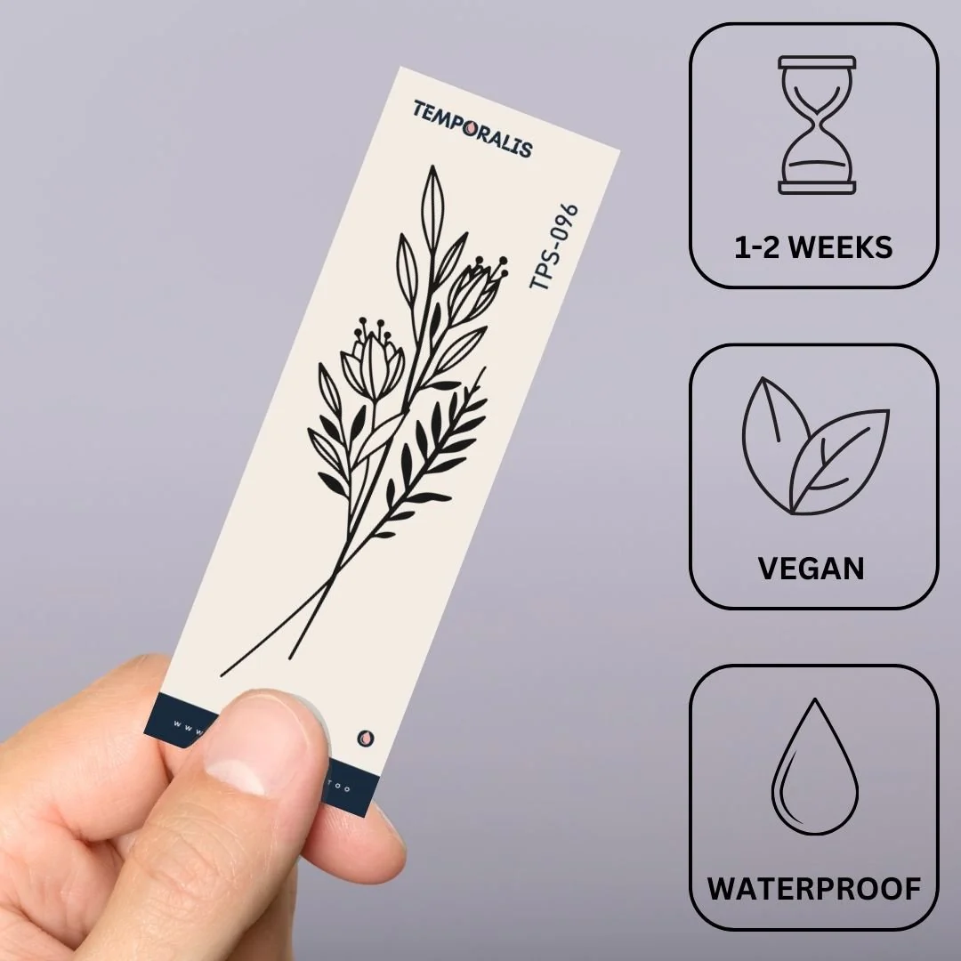 Fine line botanical sprig temporary tattoo - Image 3