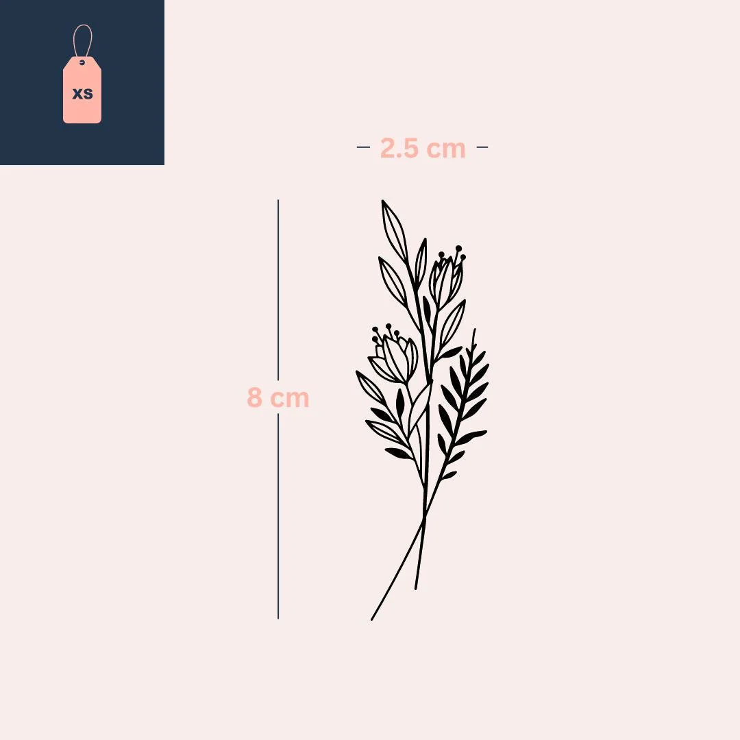 Fine line botanical sprig temporary tattoo - Image 4