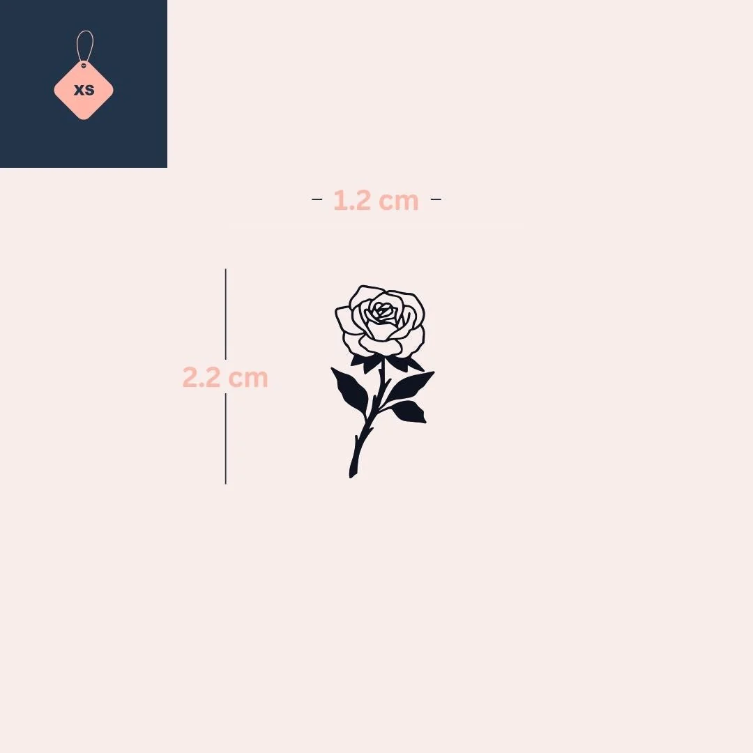 Rose temporary tattoo with stem and leaves - Image 4