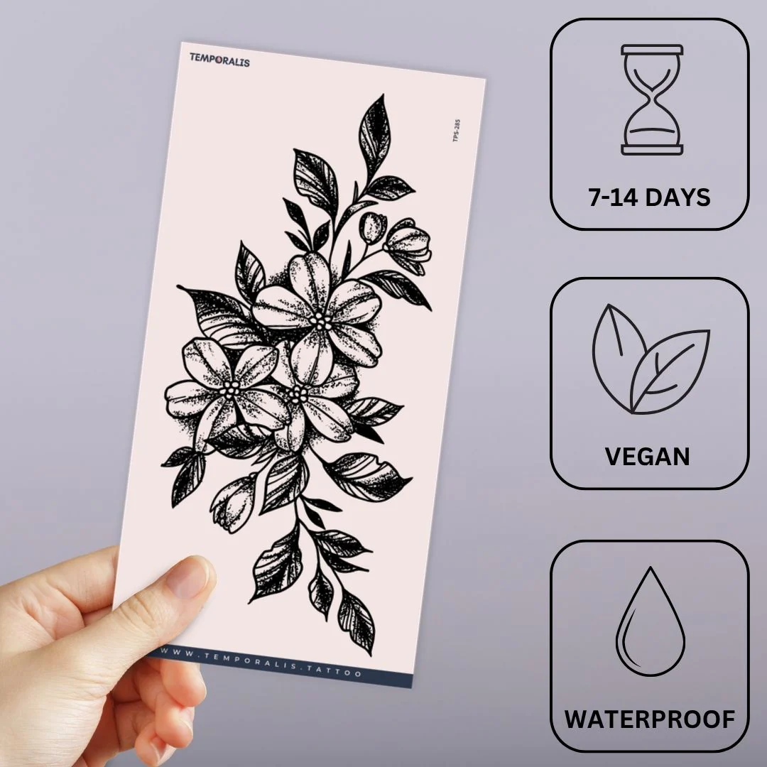 Dotwork flower bouquet temporary tattoo - Image 3