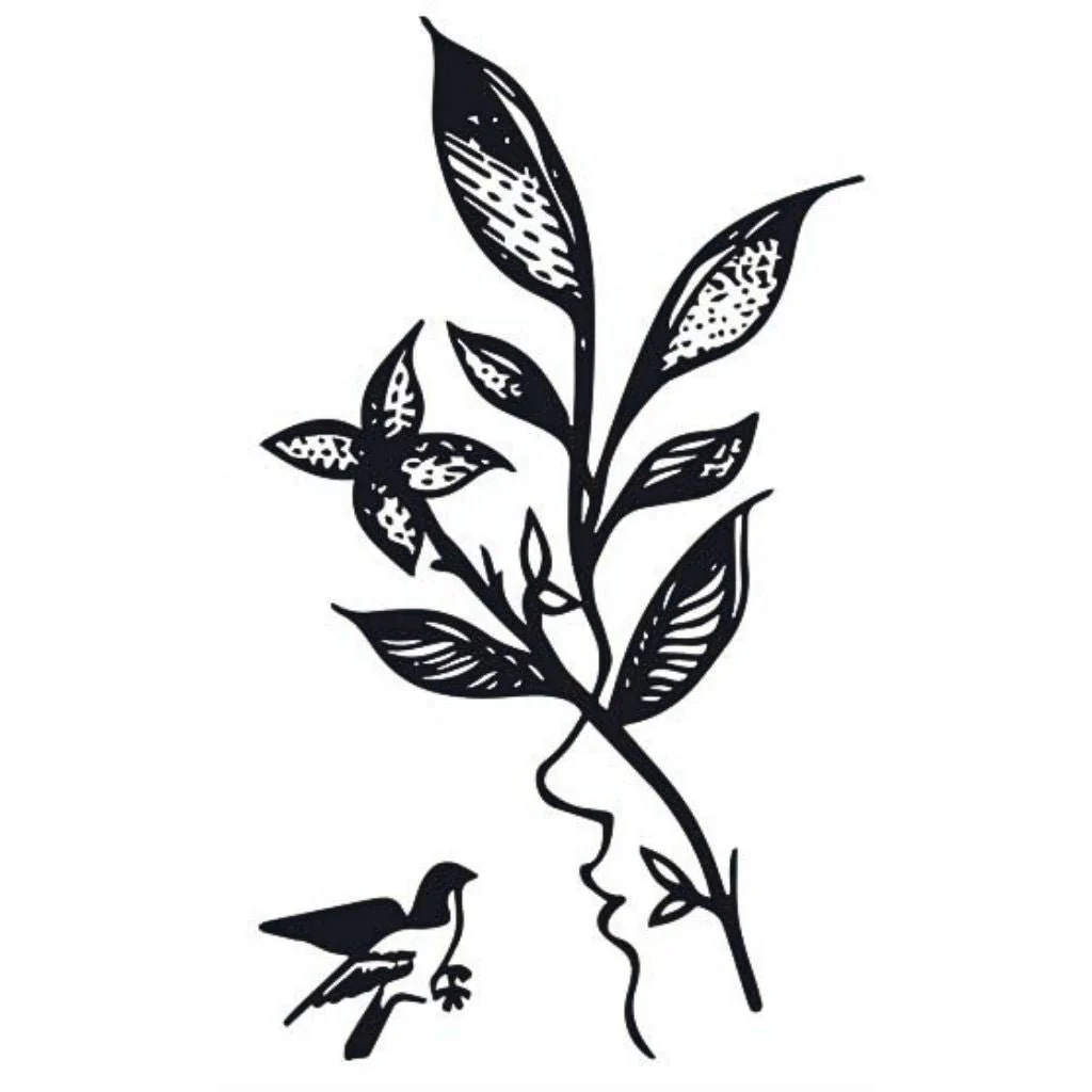 Botanical Branch with Bird Tattoo - Image 2