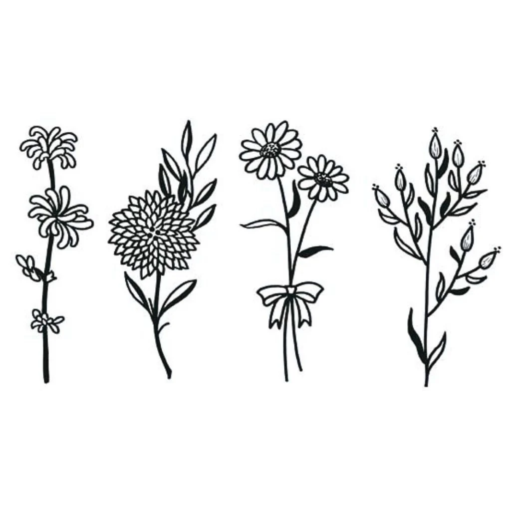 Botanical Flower Branch Set Tattoo