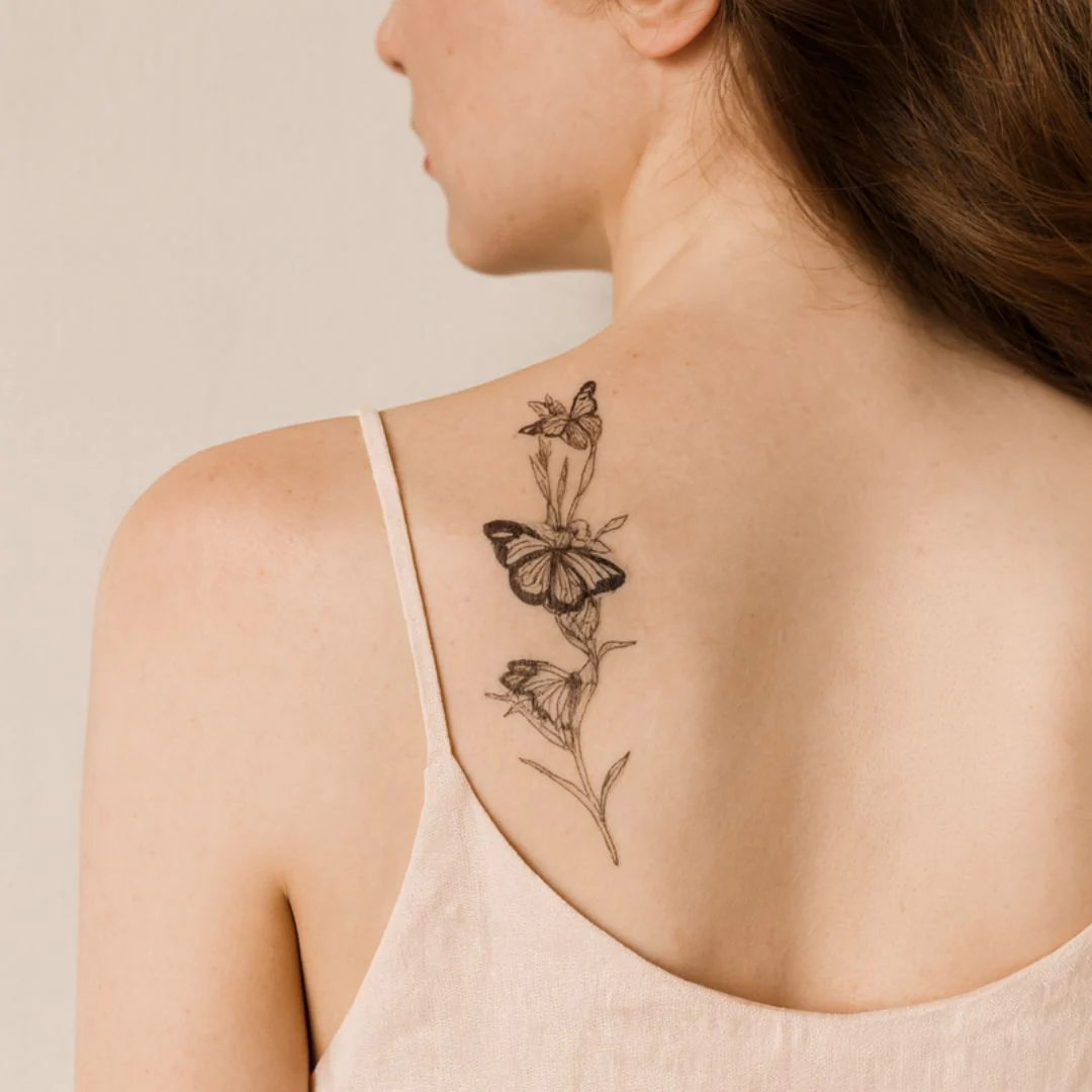 Butterflies on Flowering Branch Temporary Tattoo