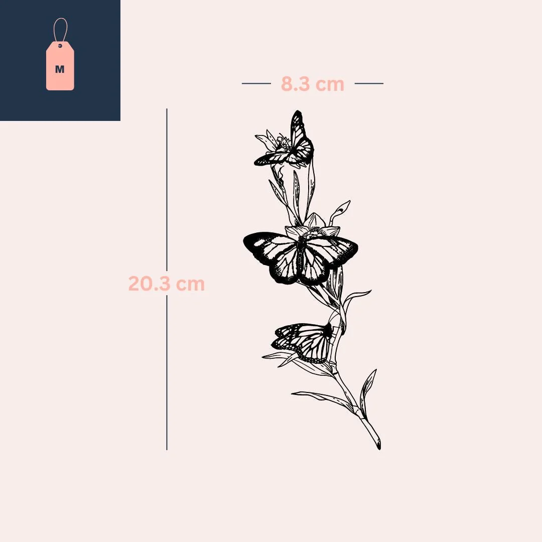 Butterflies on Flowering Branch Temporary Tattoo - Image 4