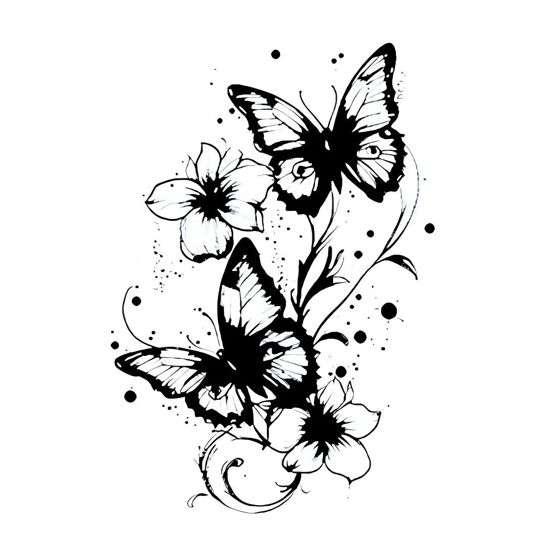 Butterfly Floral Duo Tattoo - Image 2