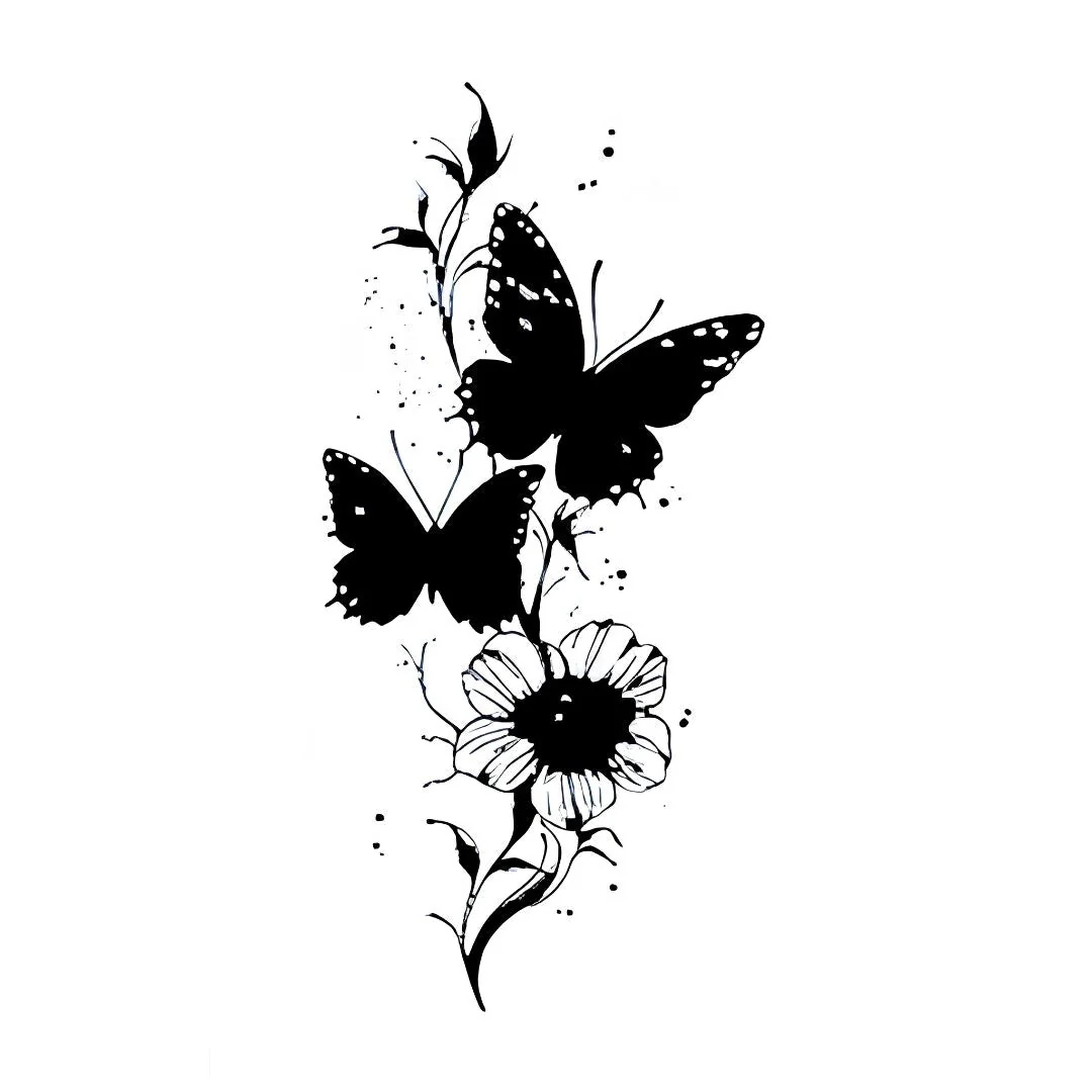 Butterfly Floral Vine Tattoo - Image 2
