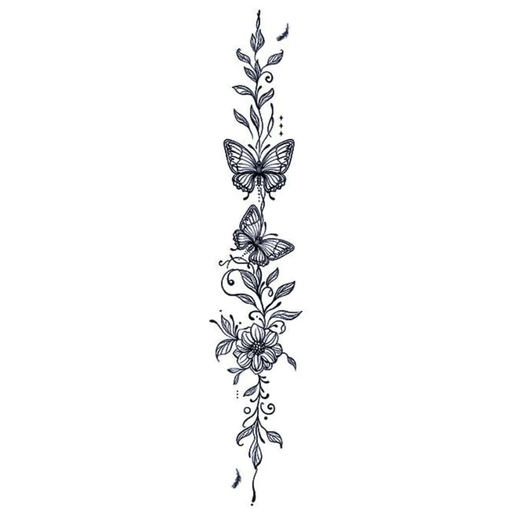 Butterfly Floral Garland Tattoo - Image 2