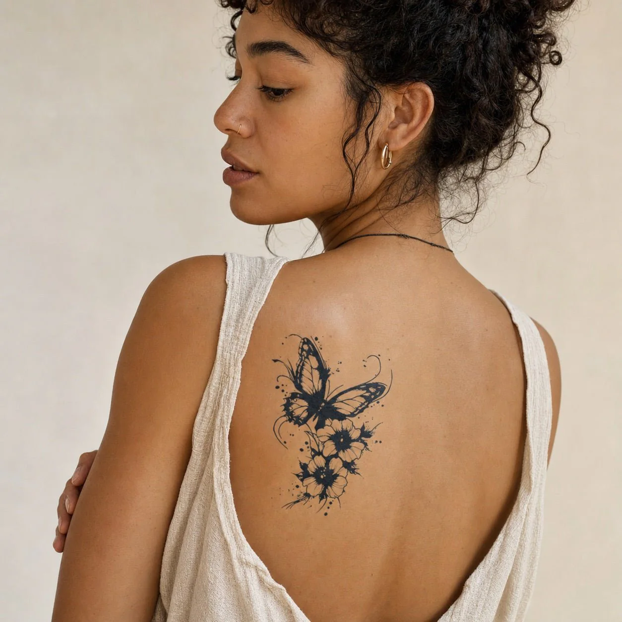 Butterfly & Hibiscus Tattoo