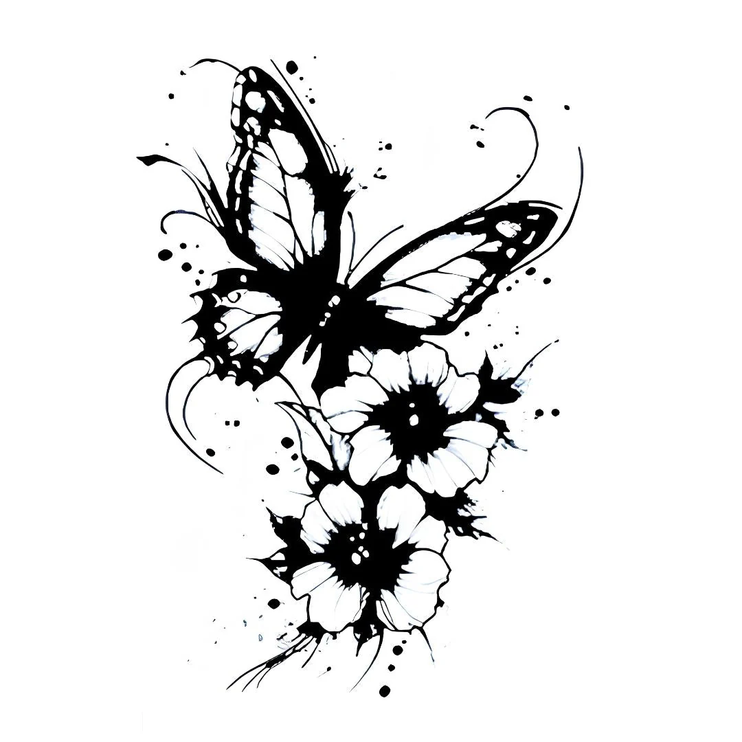 Butterfly & Hibiscus Tattoo - Image 2