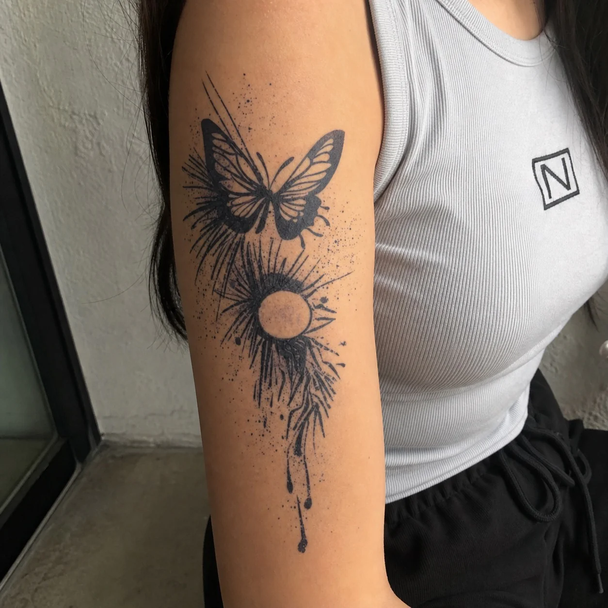 Butterfly Moon Splash Tattoo