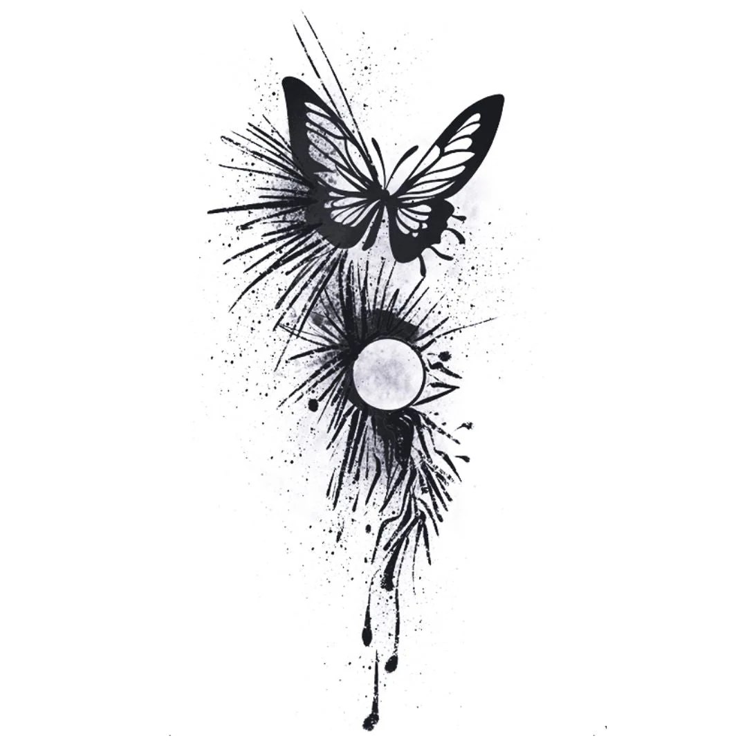 Butterfly Moon Splash Tattoo - Image 2