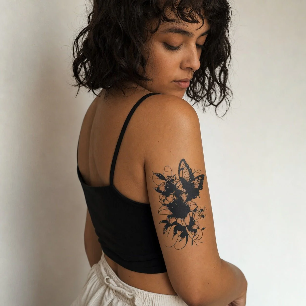 Butterfly & Sunflower Tattoo