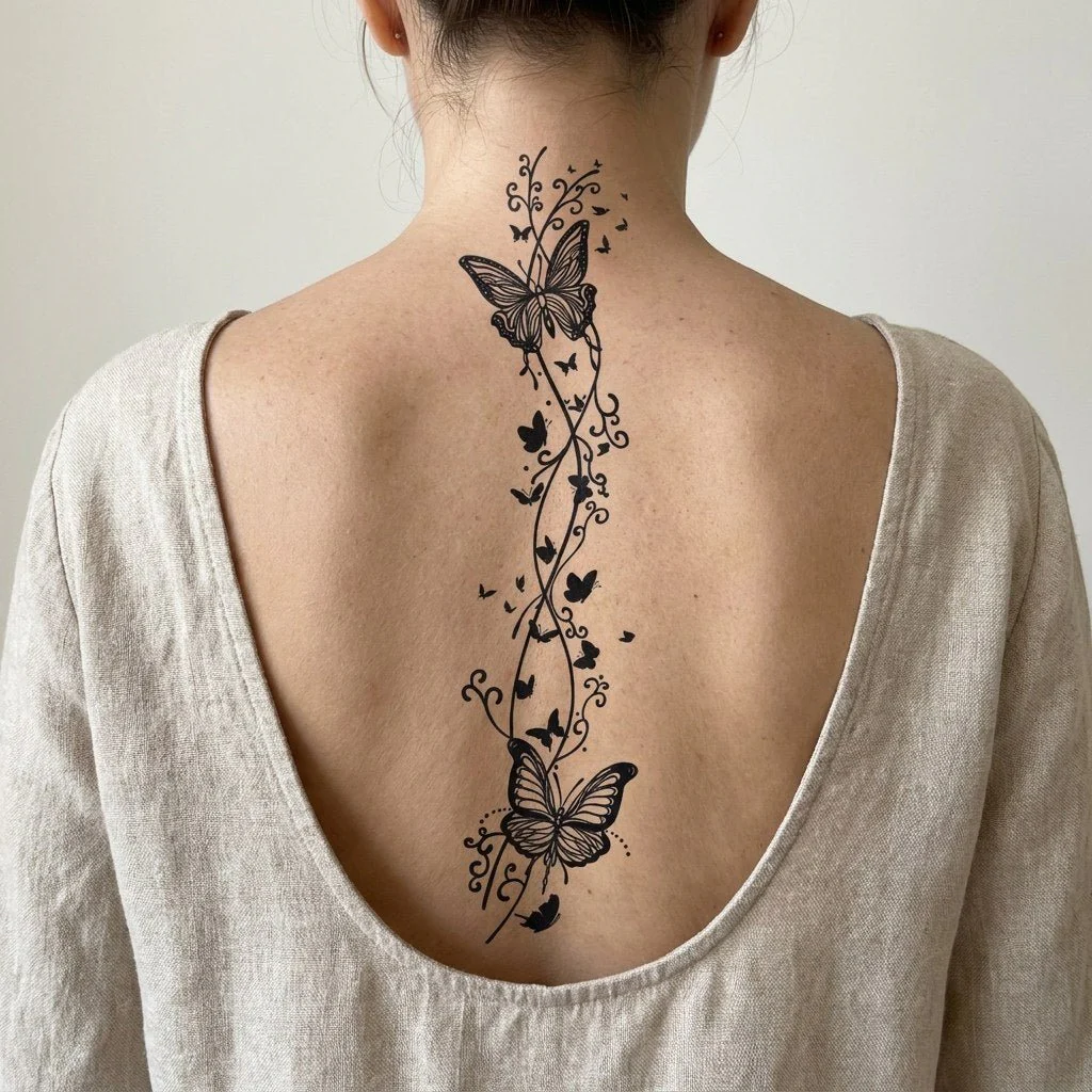 Butterfly Vine Swirl Tattoo