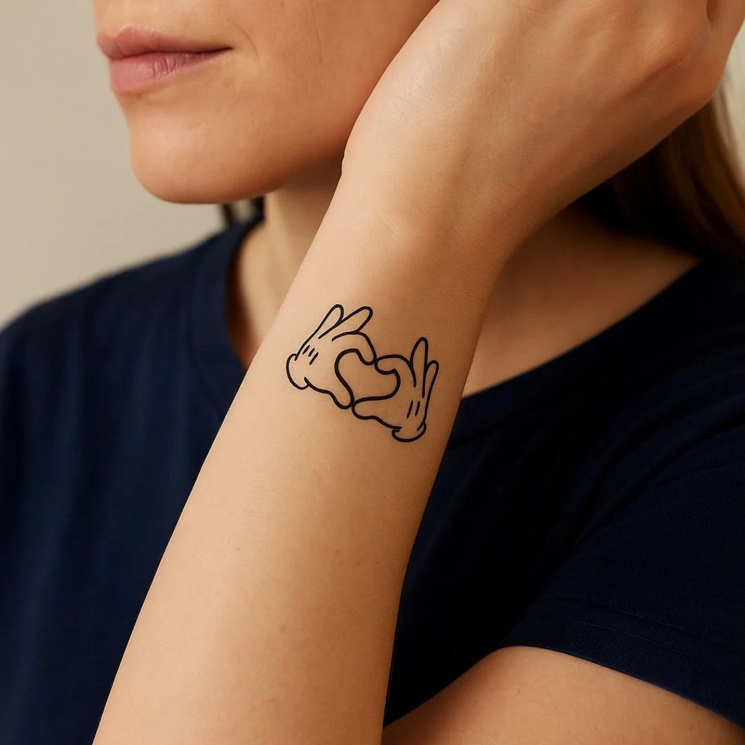Heart hands temporary tattoo