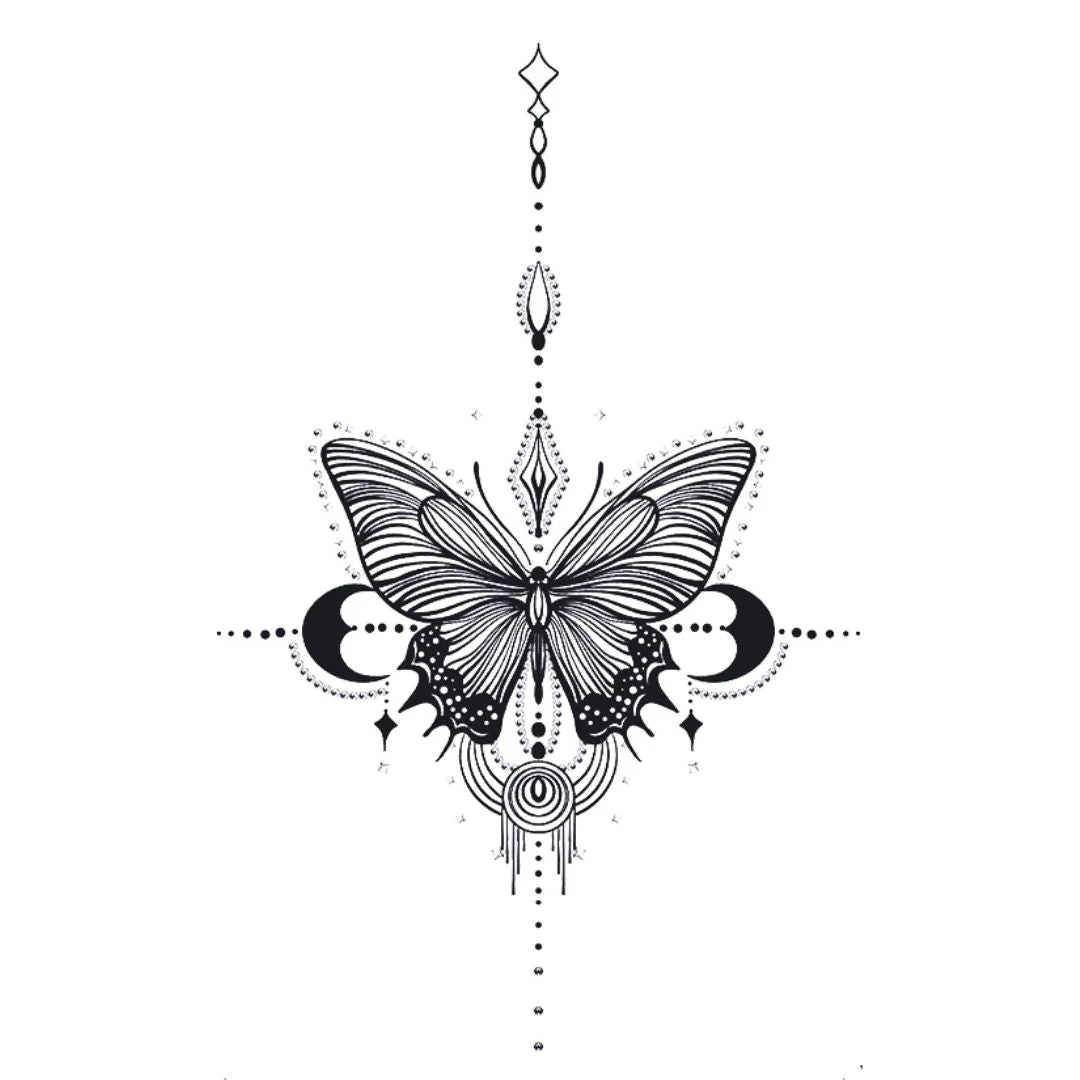 Celestial Butterfly Moon Tattoo - Image 2