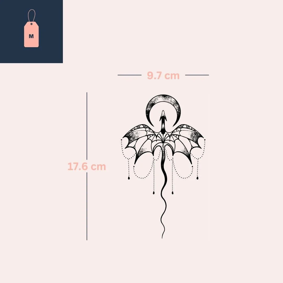 Flying dragon and crescent moon temporary tattoo - Image 4