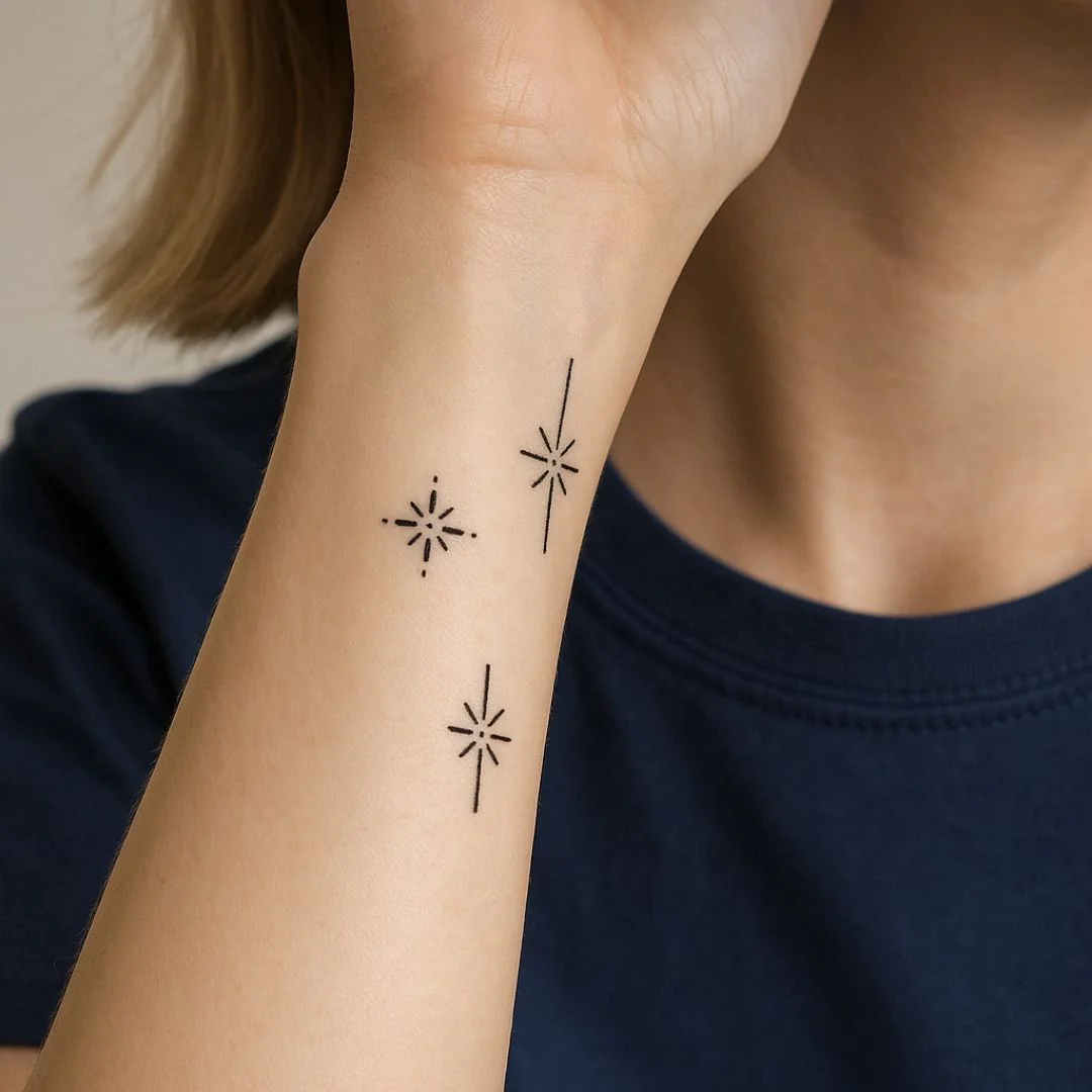 Three geometric stars temporary tattoo
