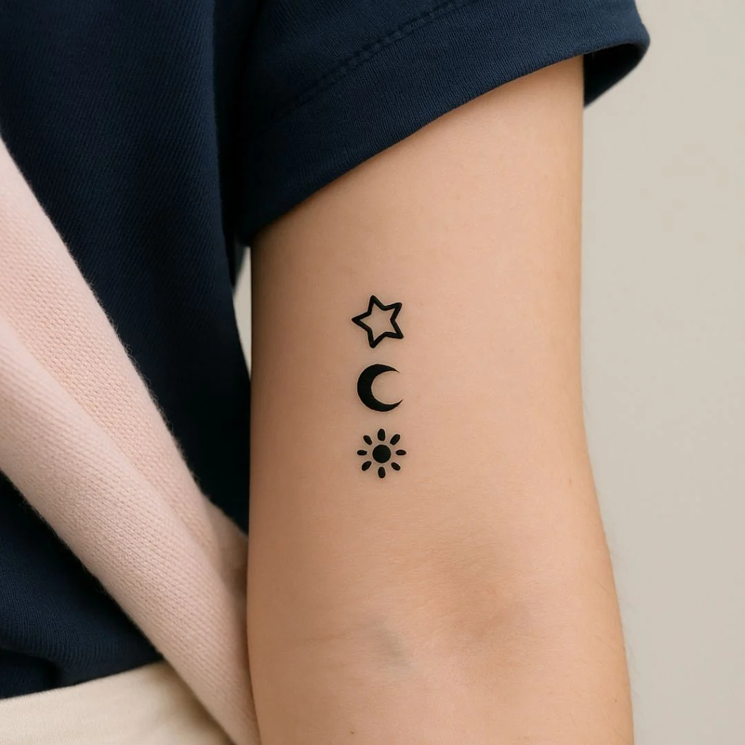 Star, moon and sun temporary tattoo