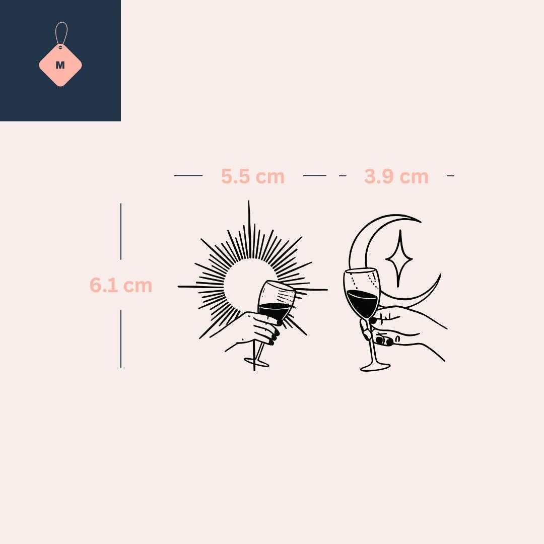 Sun and moon clinking glasses temporary tattoo - Image 4