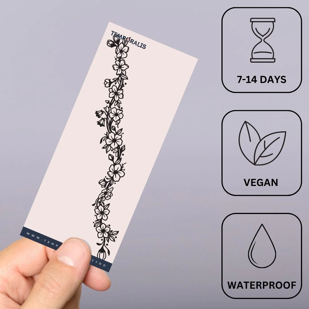 Fine line floral garland temporary tattoo - Image 3