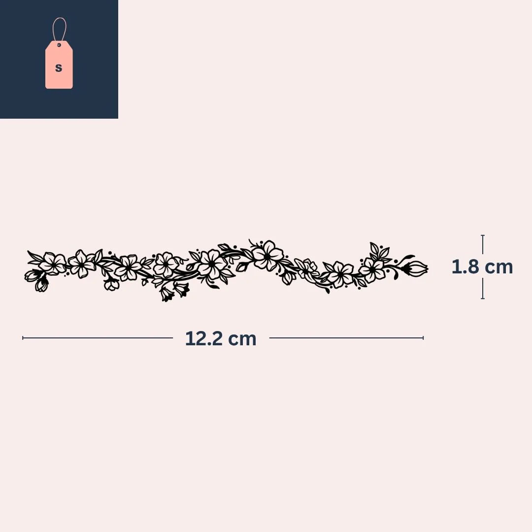 Fine line floral garland temporary tattoo - Image 4