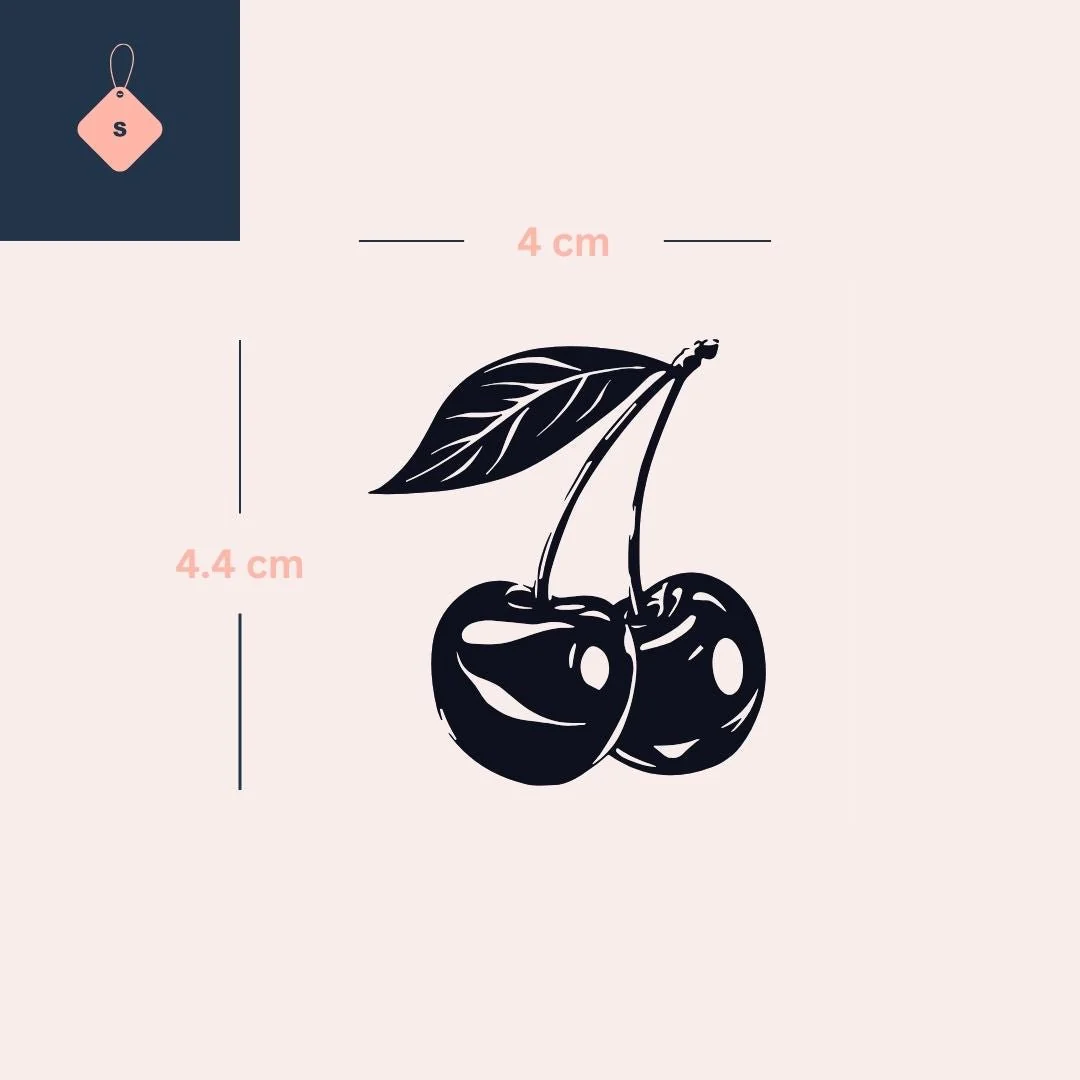 Twin Cherries Temporary Tattoo with Leaf - Image 4