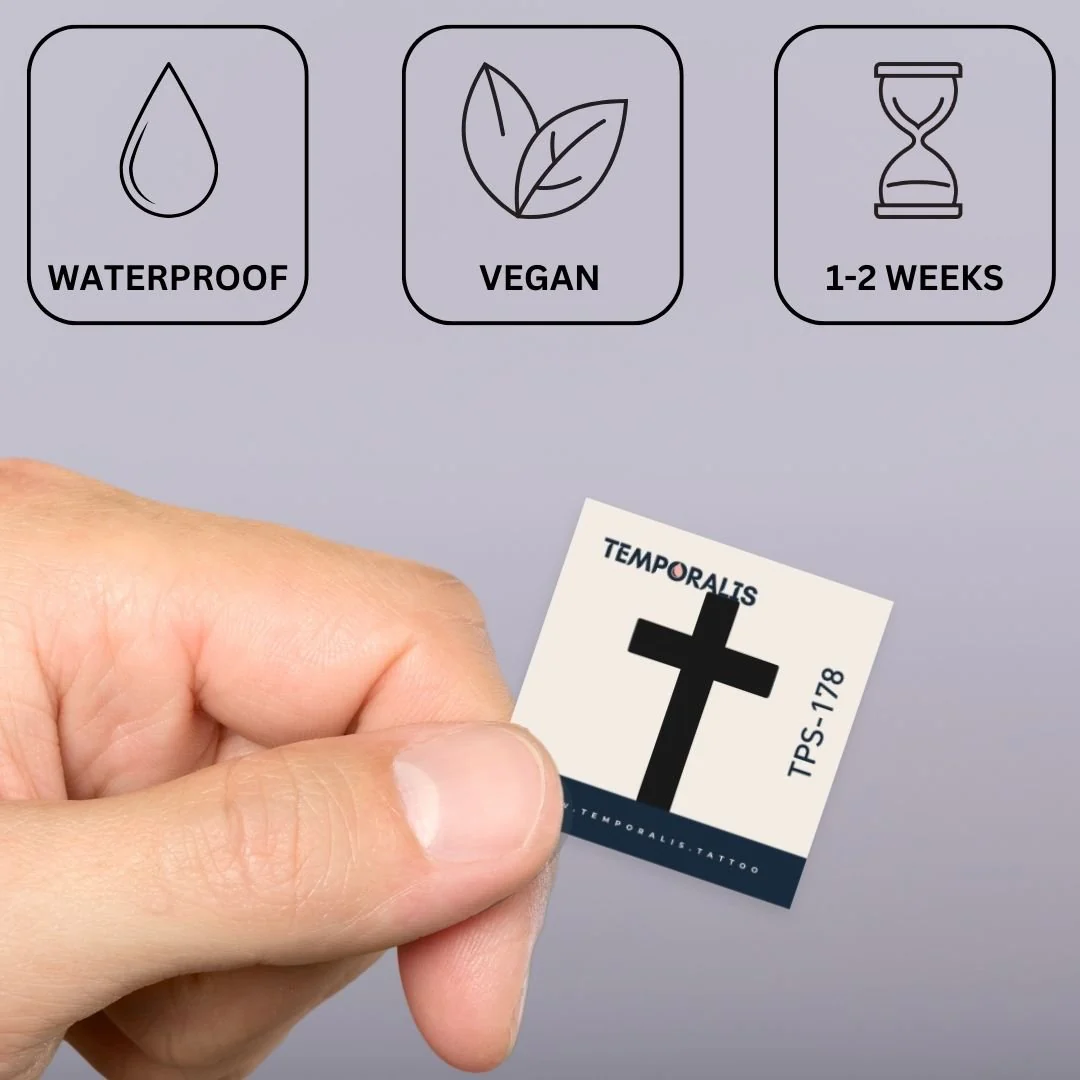 Black Cross Silhouette Temporary Tattoo - Image 3
