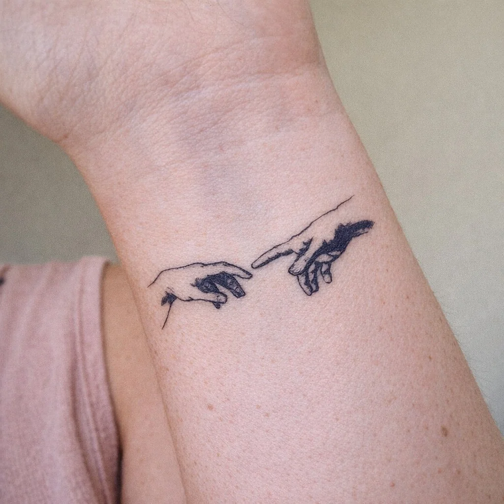 Creation of Adam Hands Tattoo
