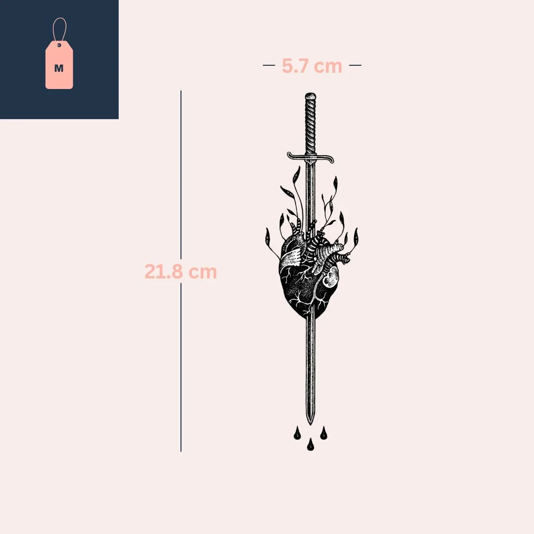 Sword Through Heart Temporary Tattoo - Image 4