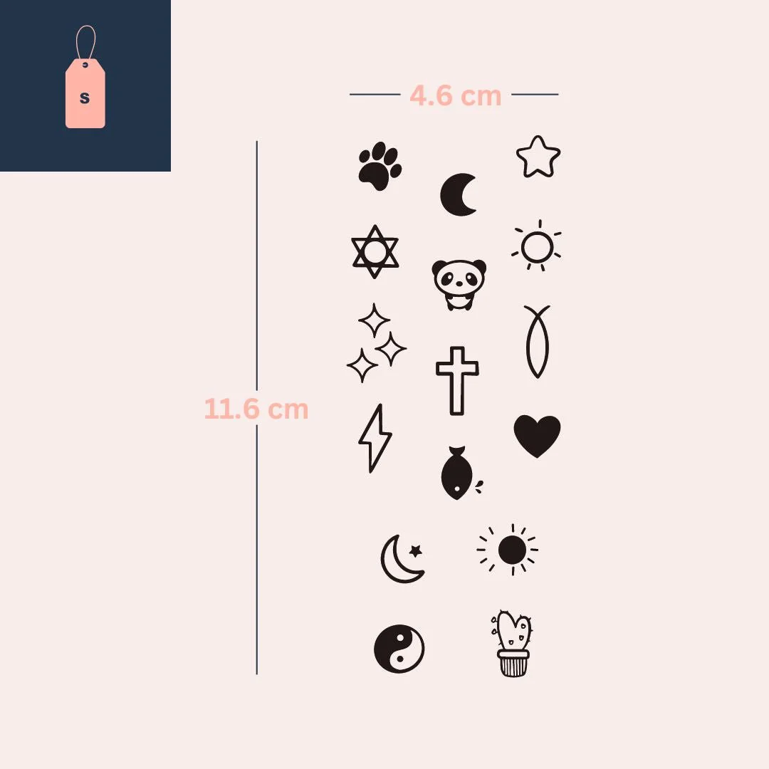 Mini set of 16 cute temporary finger tattoos - Image 5
