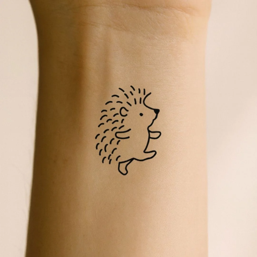 Walking hedgehog temporary tattoo