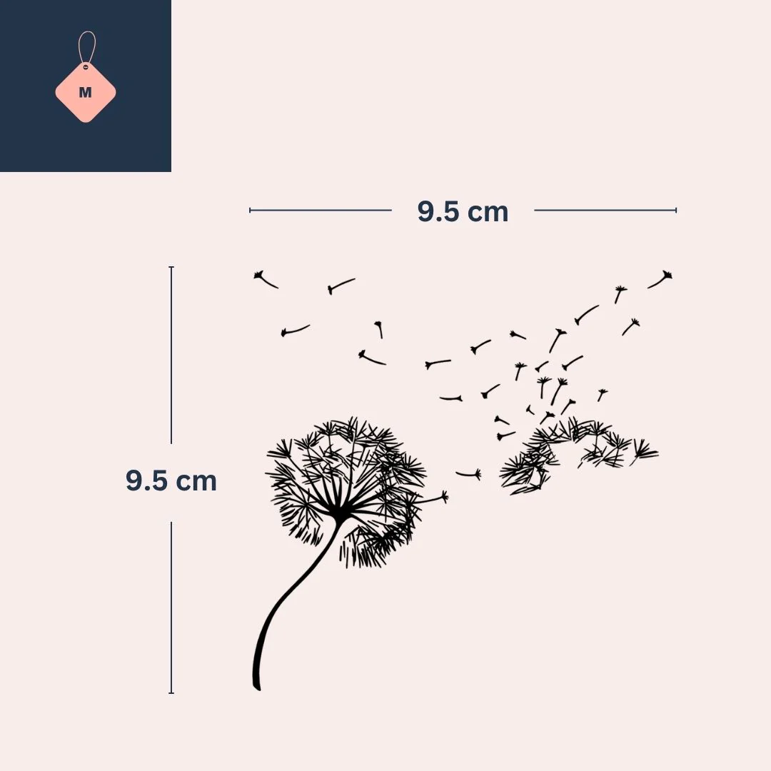 Dandelion silhouette temporary tattoo with blowing seeds - Image 4