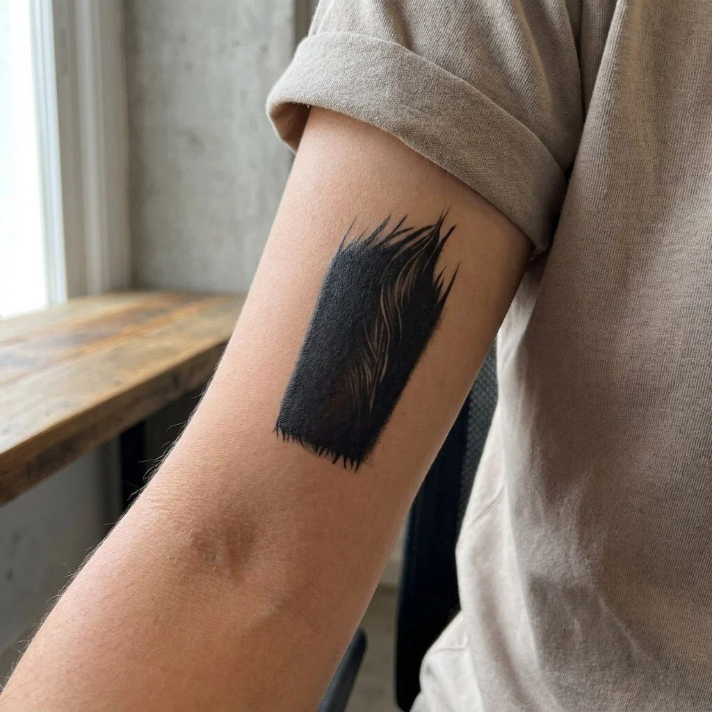 Dark Flame Wolf Fur Tattoo