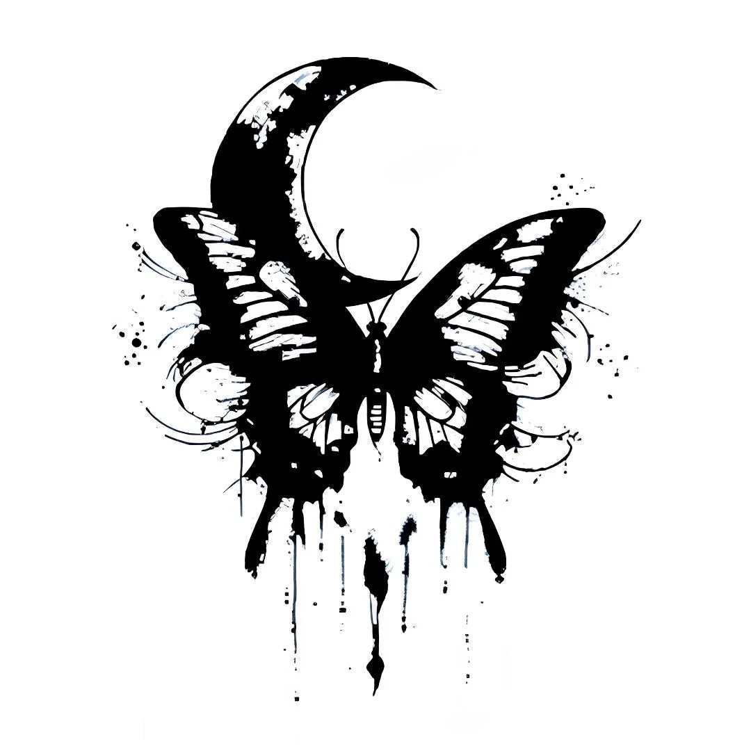 Dark Moon Butterfly Tattoo - Image 2