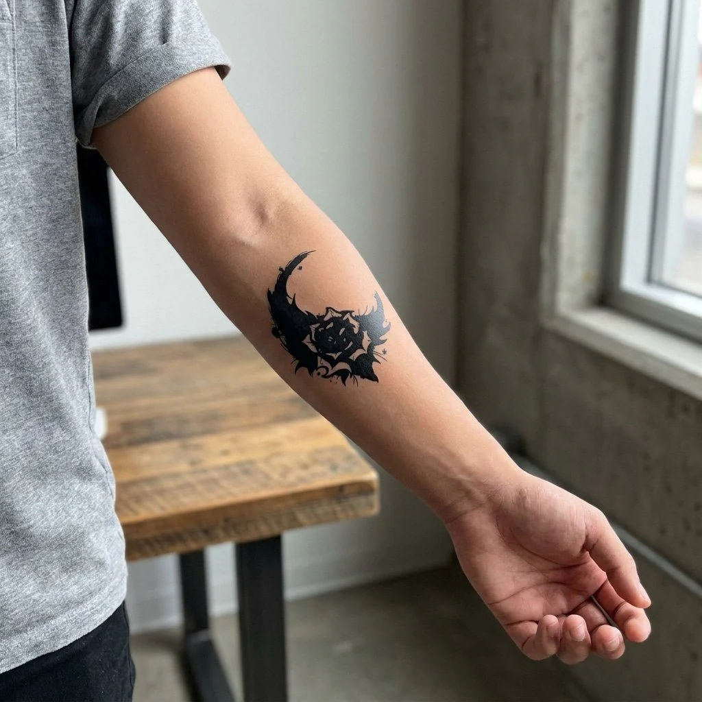 Dark Moon Rose Tattoo