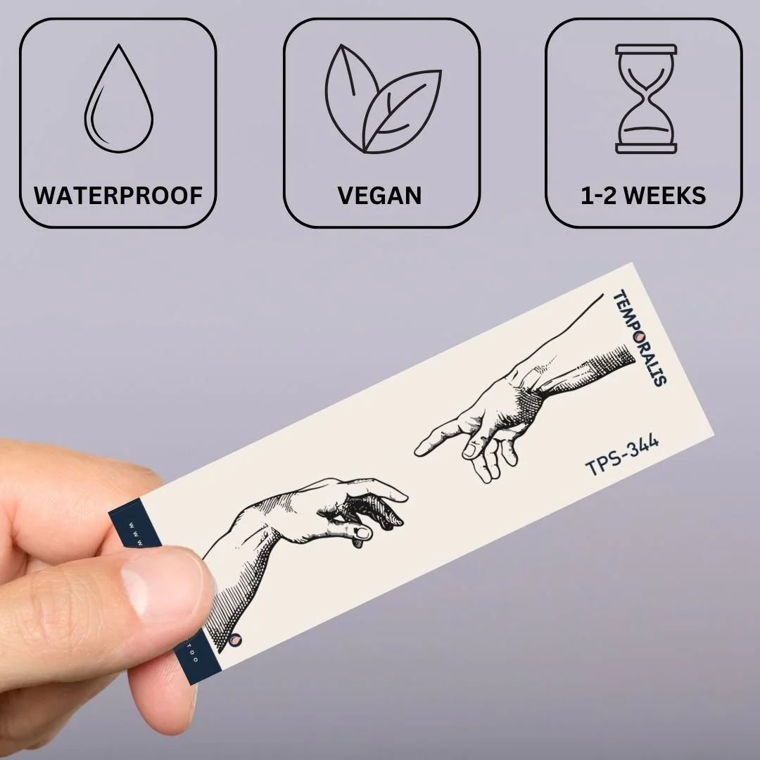 Michelangelo “Creation of Adam” hands temporary tattoo - Image 3