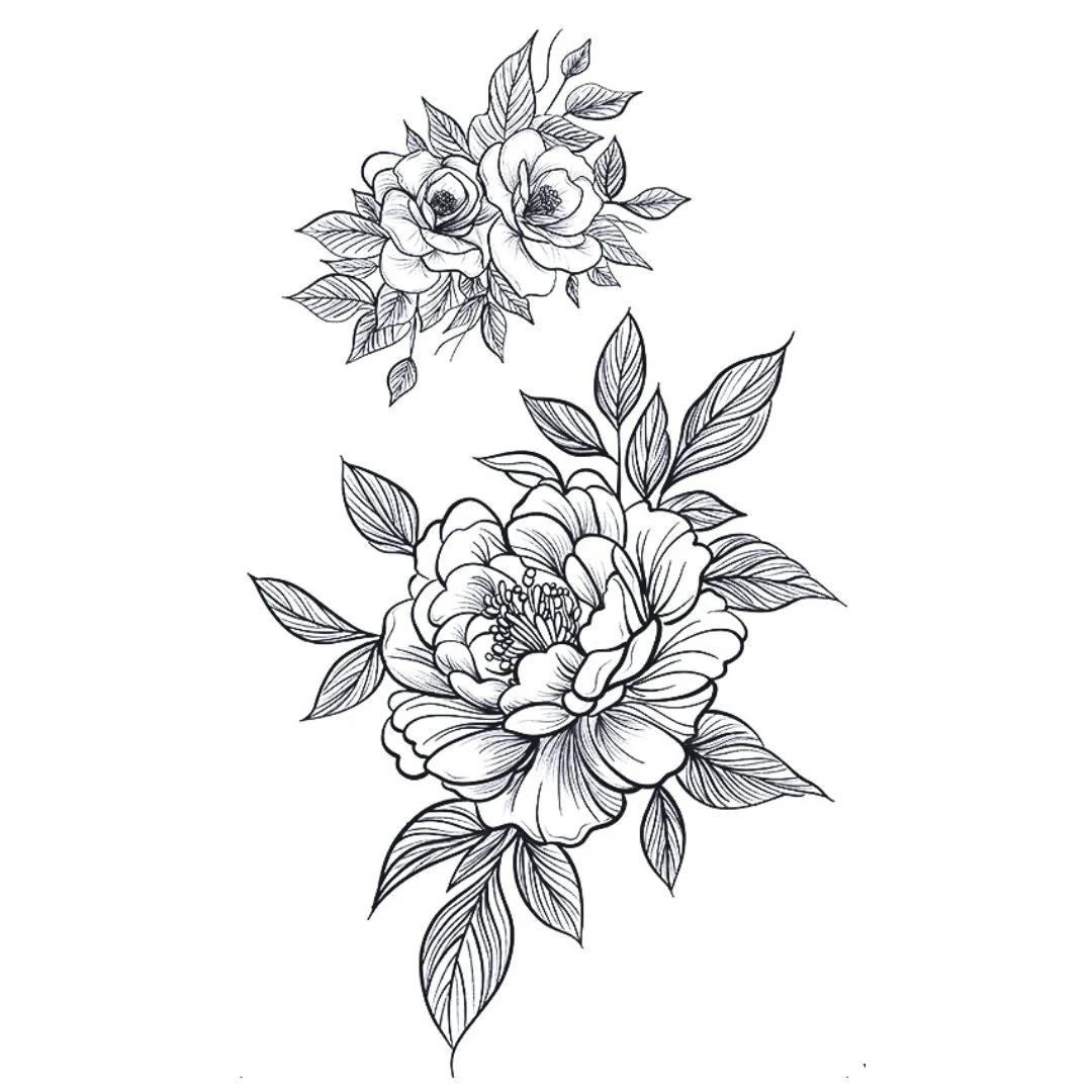 Double Peony Bloom Tattoo - Image 2